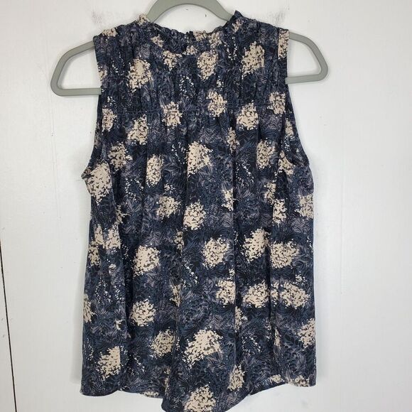 Joie Shell Blouse Sleeveless WHimsical Floral Ruffle High Neck Womens S Light - Picture 1 of 11